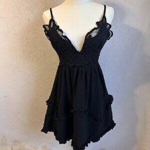 Rue 21 dress sz XS  Black Lace spaghetti strap Fairy Grunge Goth Whimsigoth